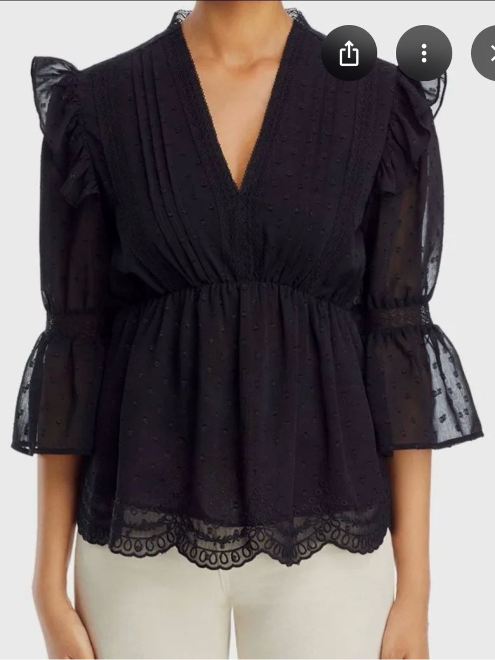 Koko + Mason Black Swiss Dot Lace Peplum Top